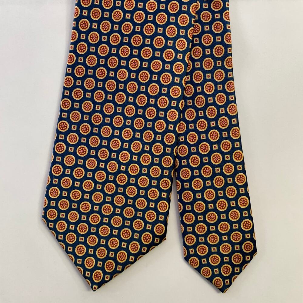 DOLCEPUNTA Navy Gold Floral Silk Tie